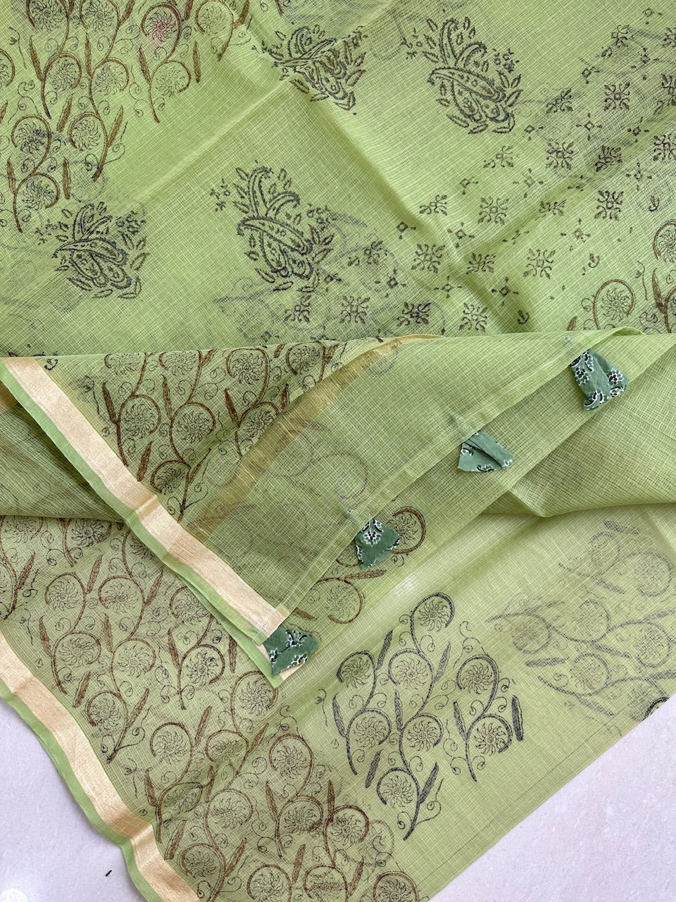 HandBlock Printed Kota Cotton Doria Saree