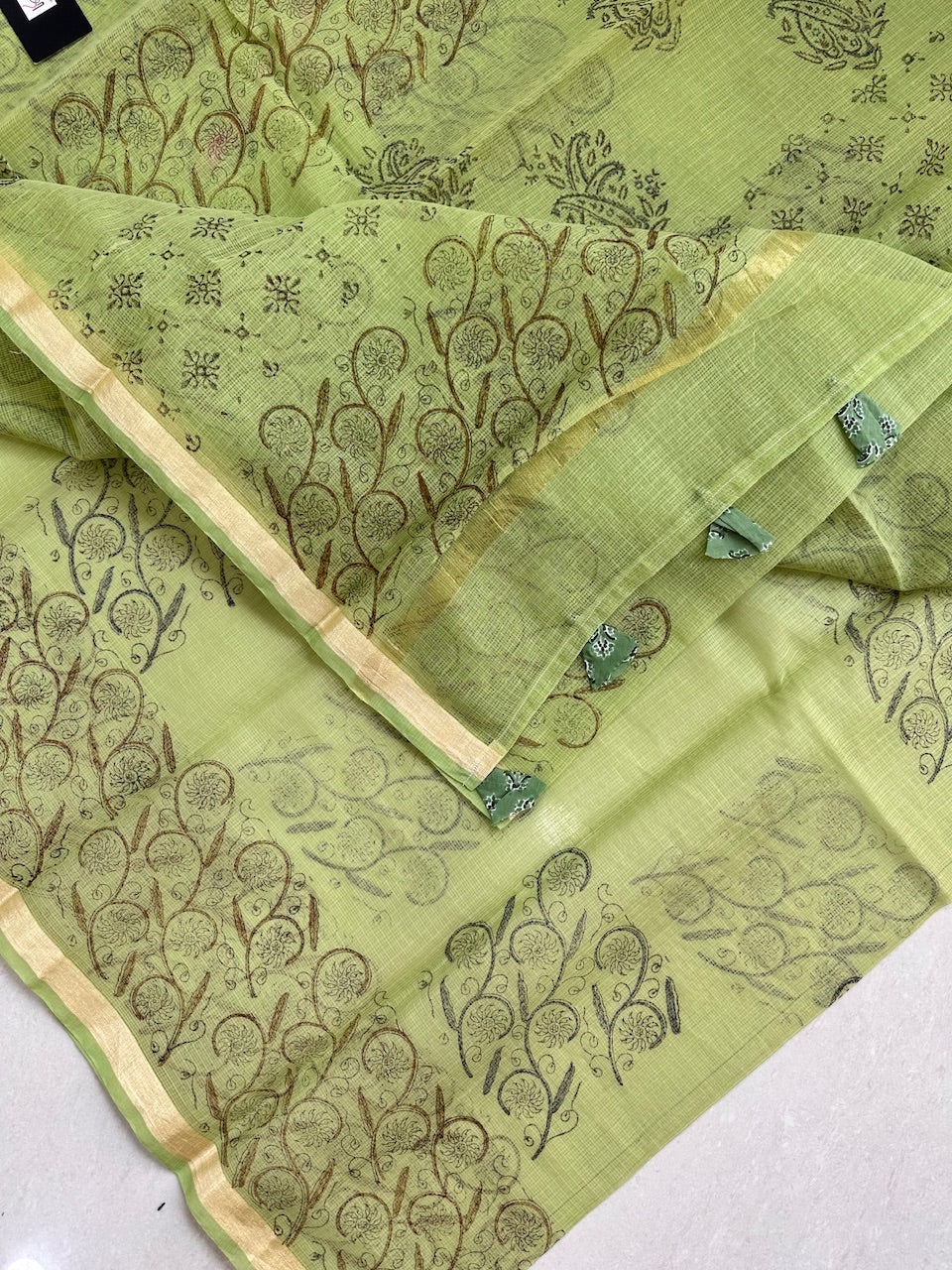 HandBlock Printed Kota Cotton Doria Saree