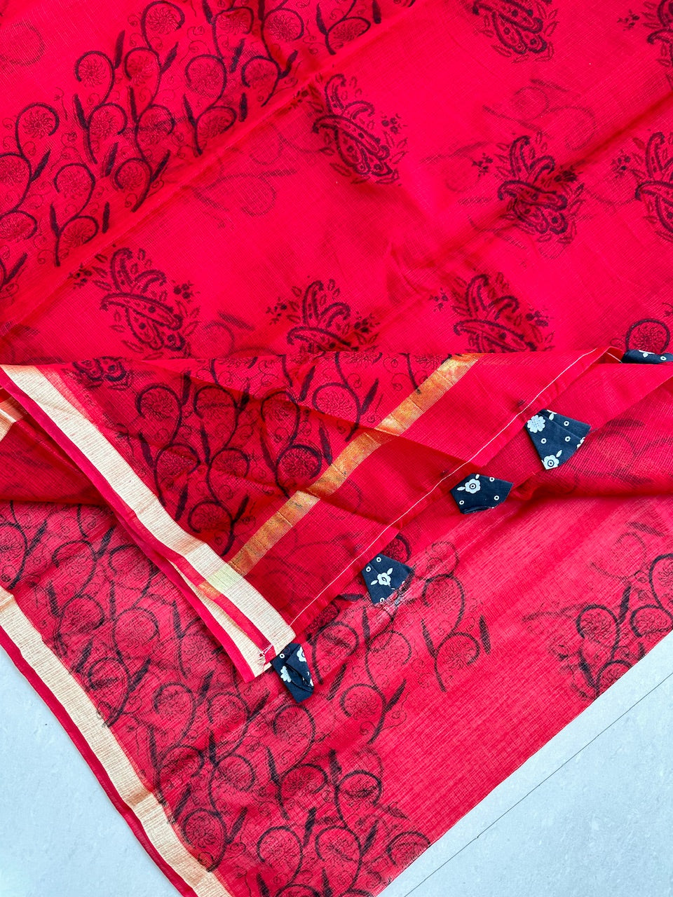 HandBlock Printed Kota Cotton Doria Saree