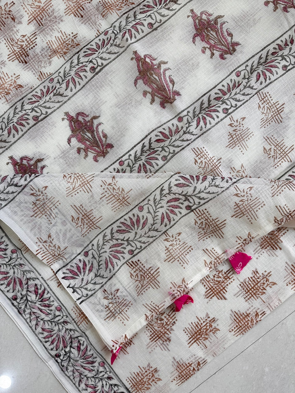 HandBlock Printed Kota Cotton Doria Saree