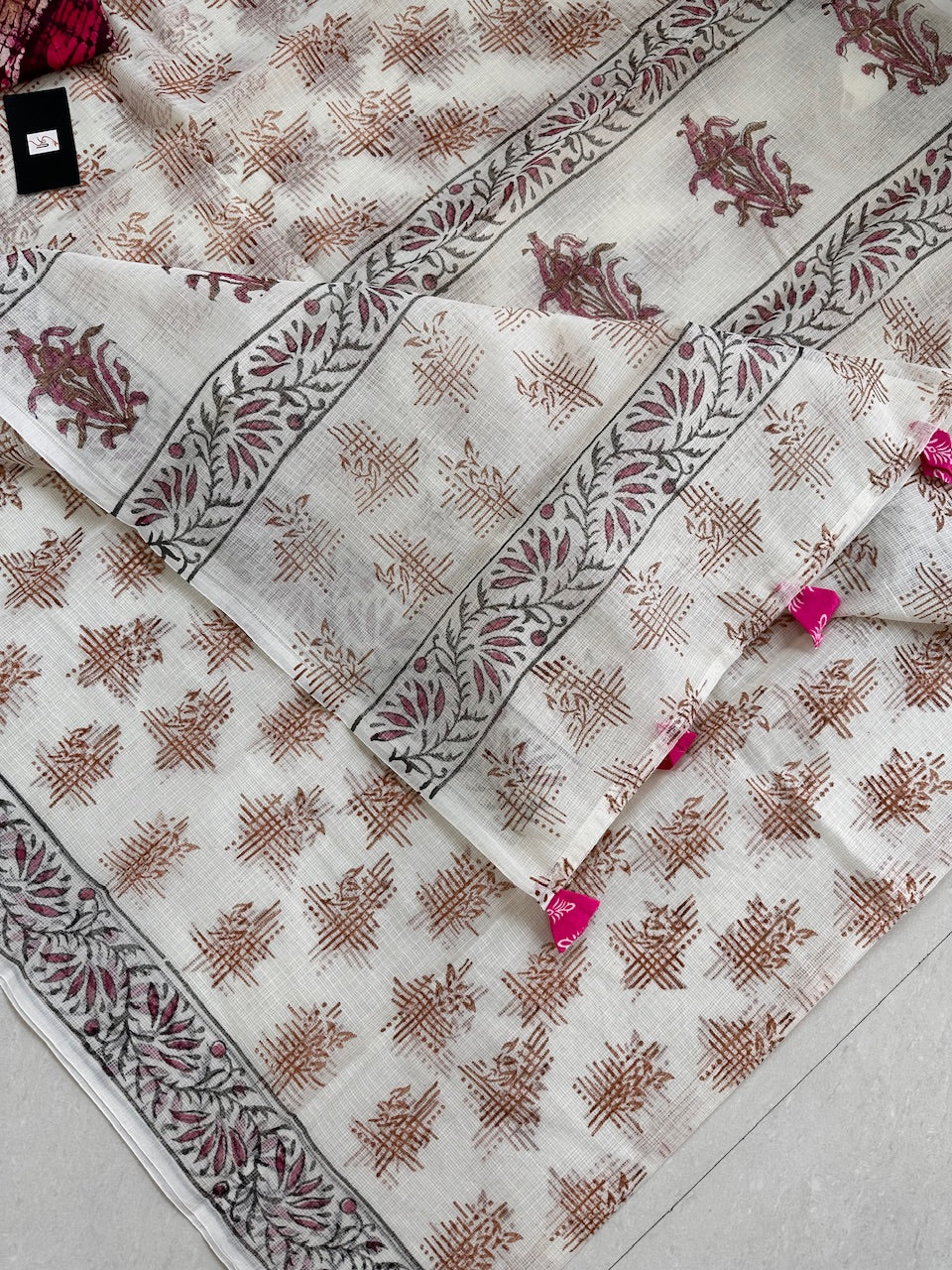 HandBlock Printed Kota Cotton Doria Saree