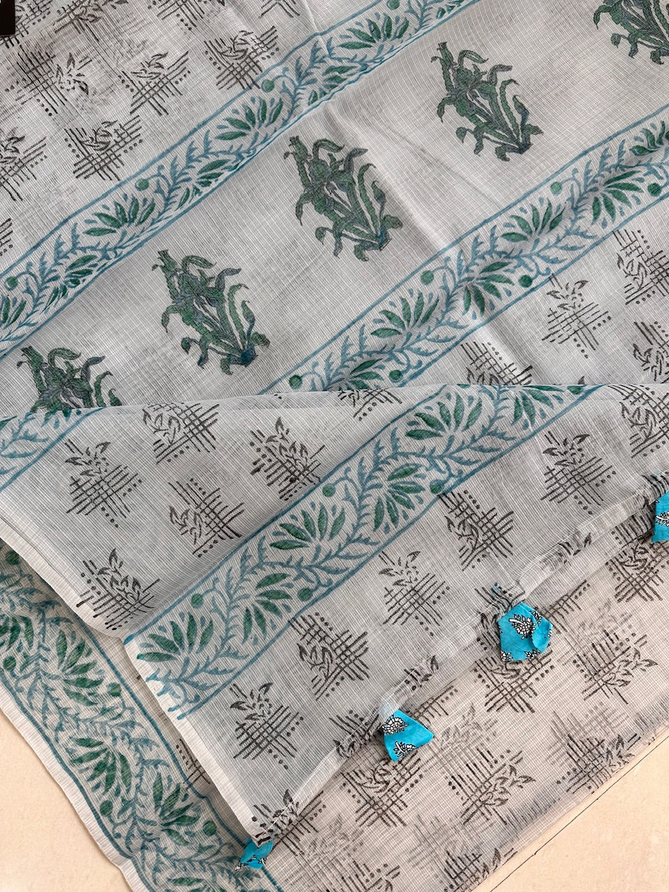 HandBlock Printed Kota Cotton Doria Saree