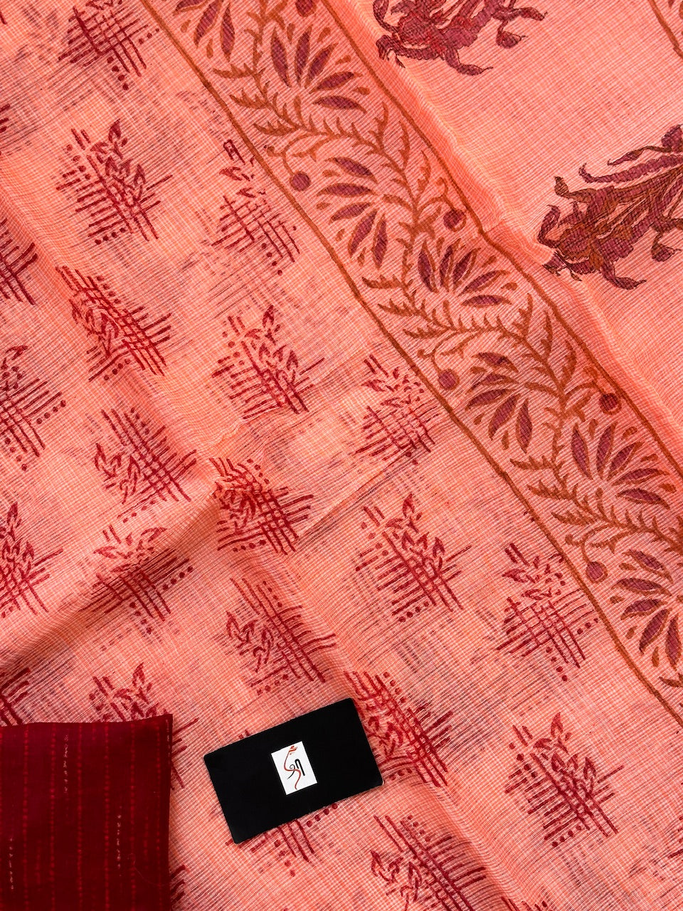 HandBlock Printed Kota Cotton Doria Saree