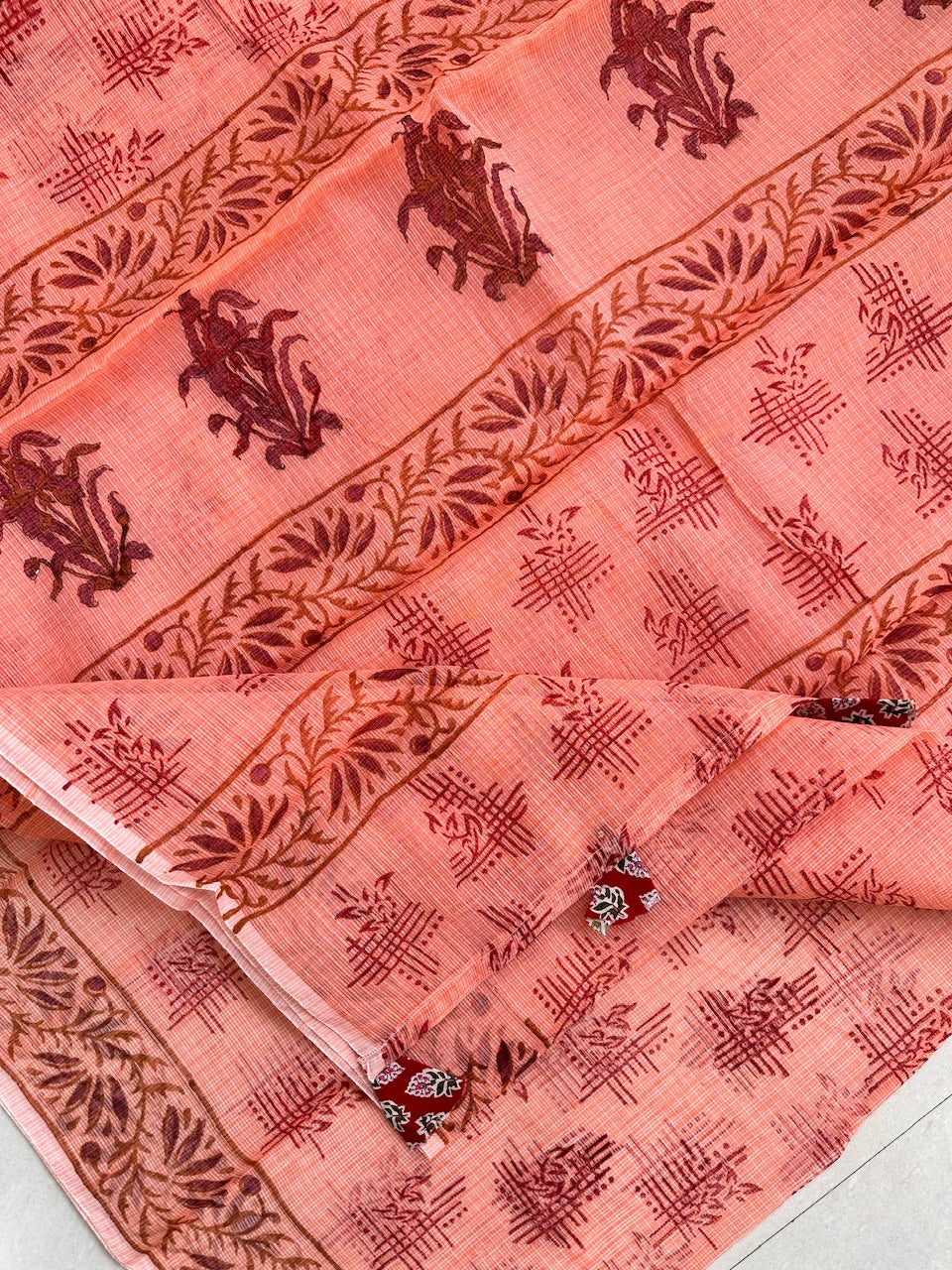 HandBlock Printed Kota Cotton Doria Saree