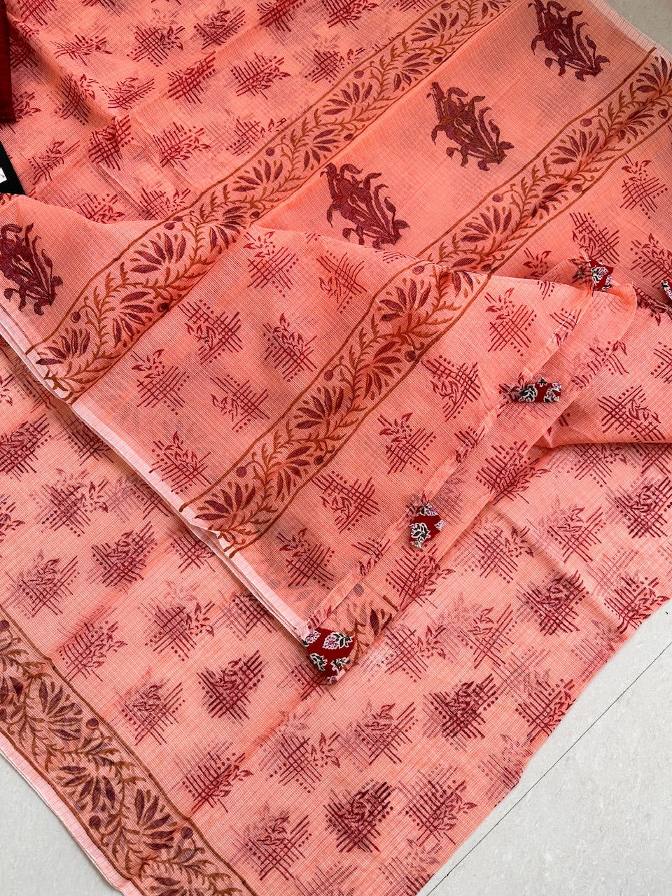 HandBlock Printed Kota Cotton Doria Saree