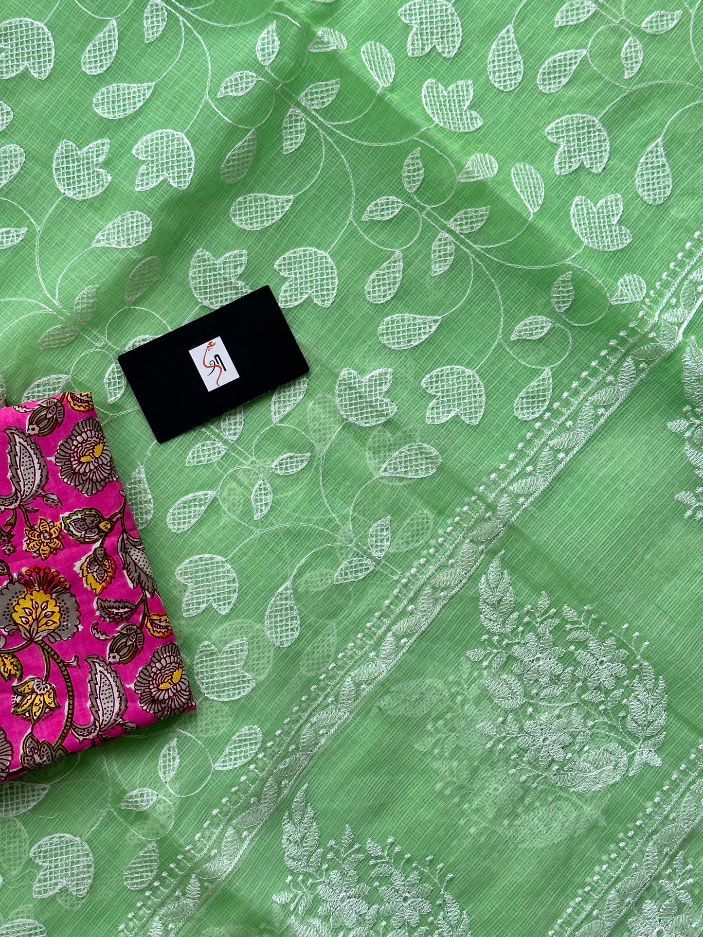 Embroidered Kota Cotton Doria Saree