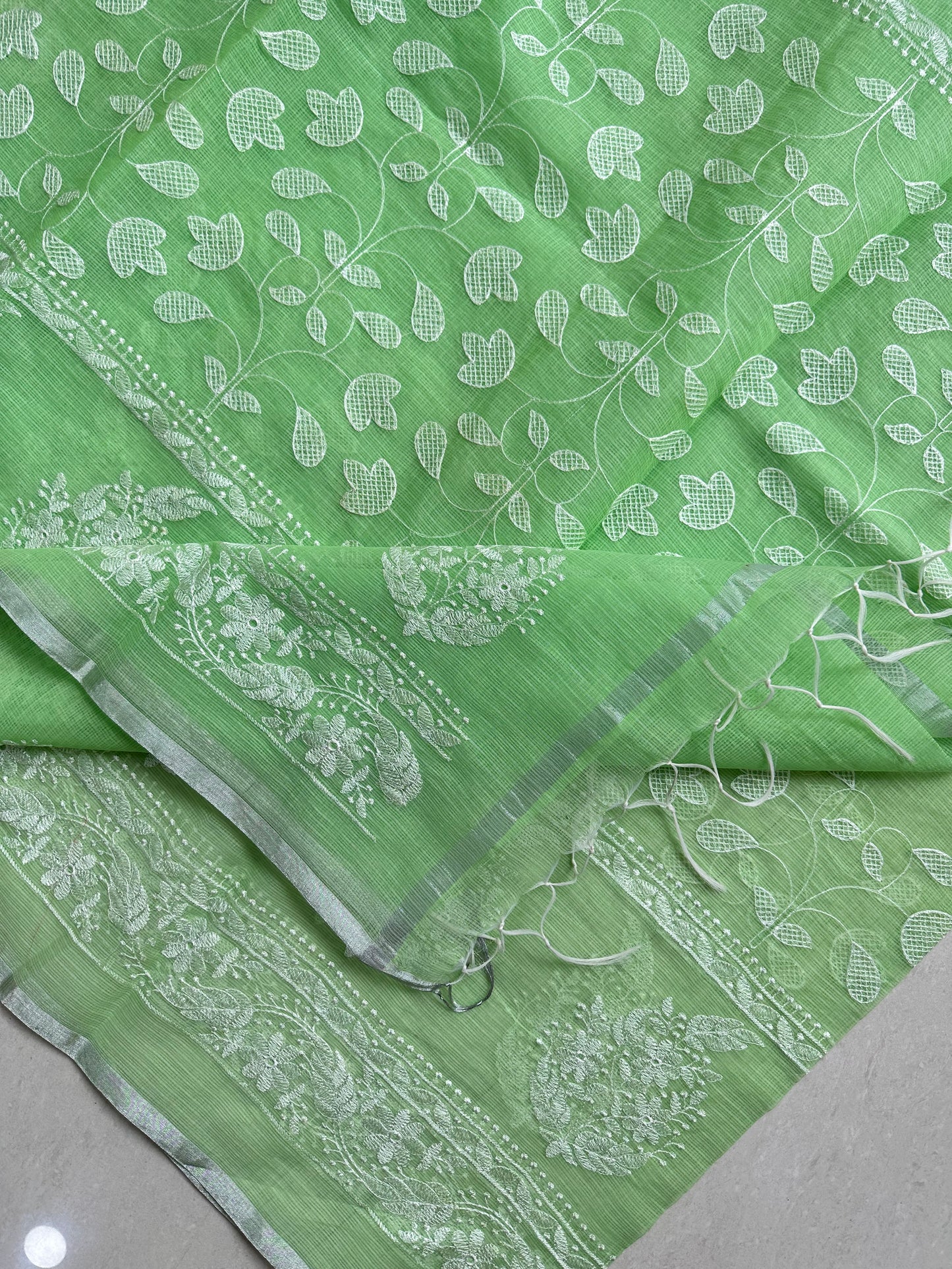 Embroidered Kota Cotton Doria Saree