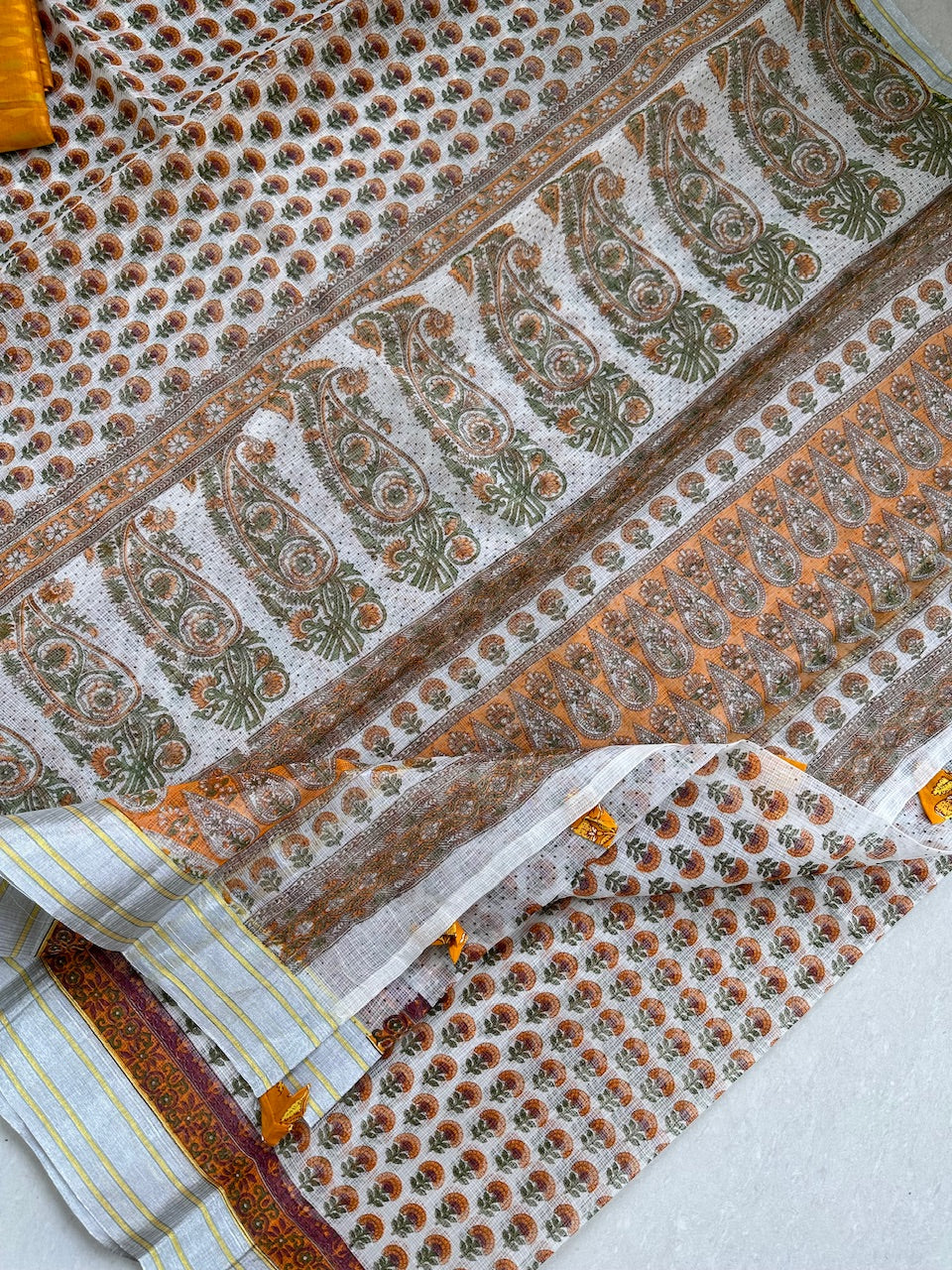 HandBlock Printed Kota Cotton Doria Saree