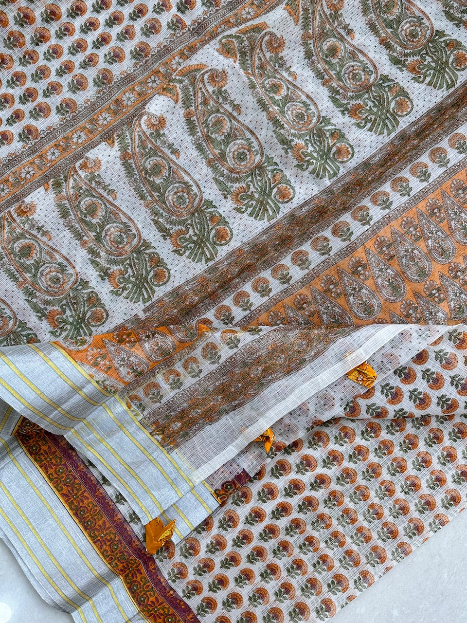 HandBlock Printed Kota Cotton Doria Saree