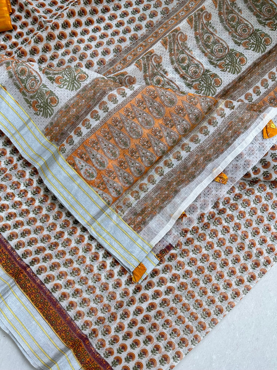 HandBlock Printed Kota Cotton Doria Saree