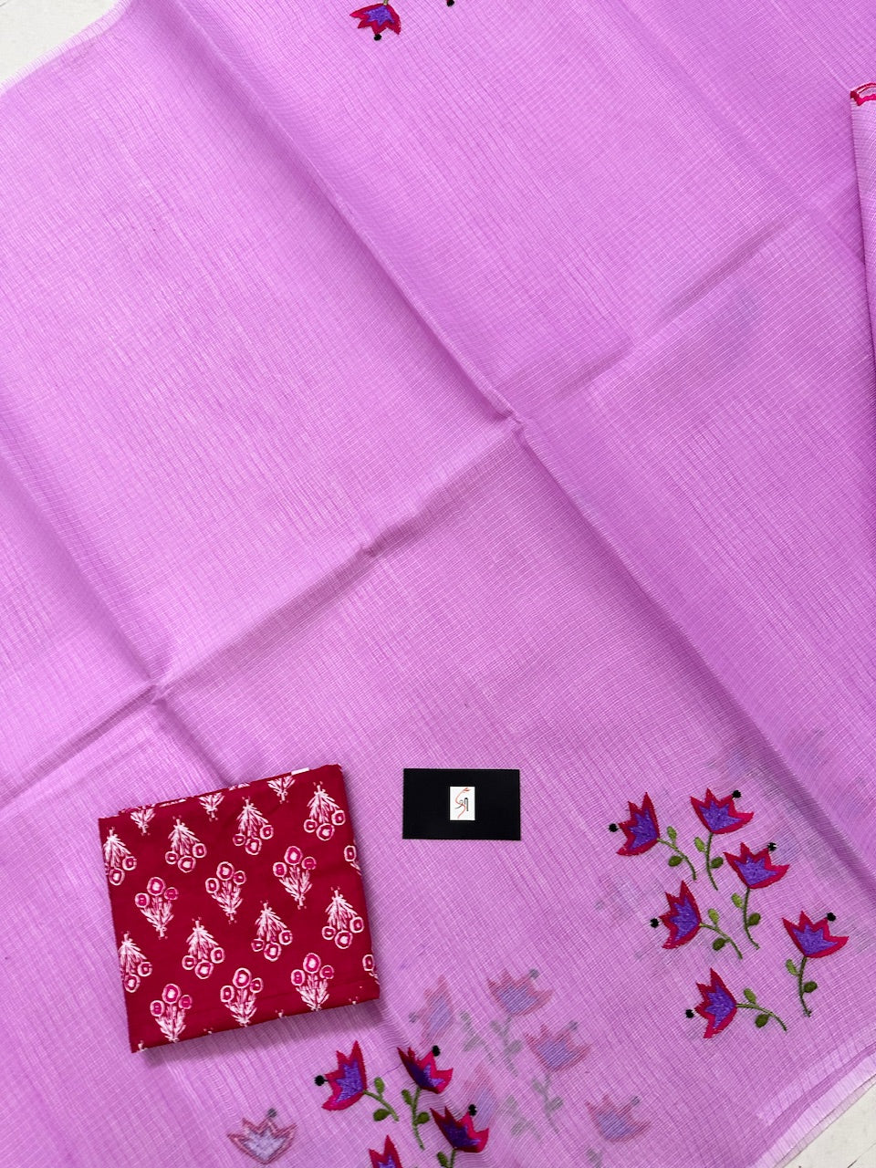 Embroidered Kota Cotton Doria Saree