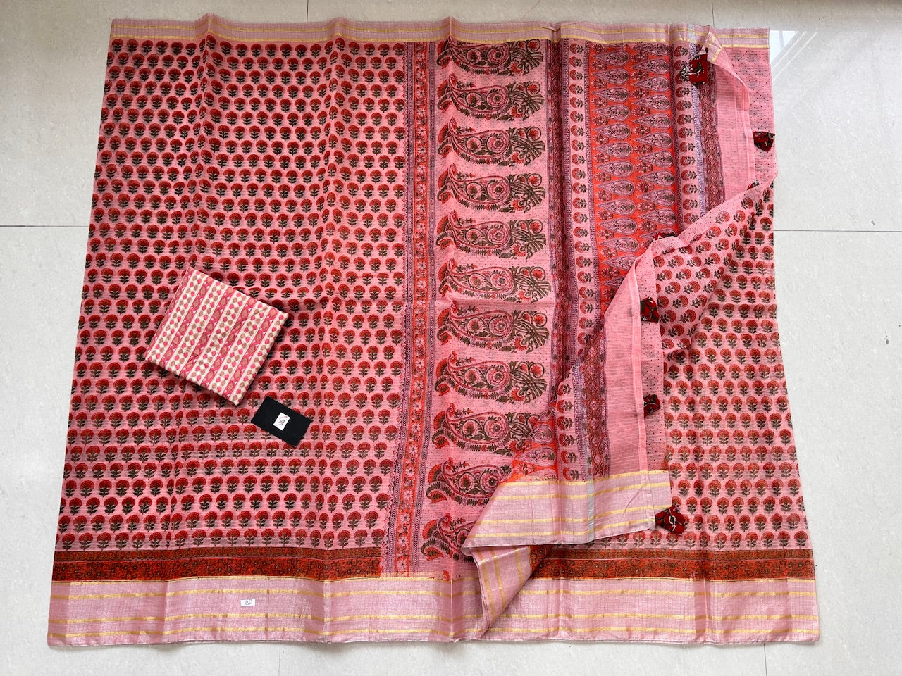 HandBlock Printed Kota Cotton Doria Saree