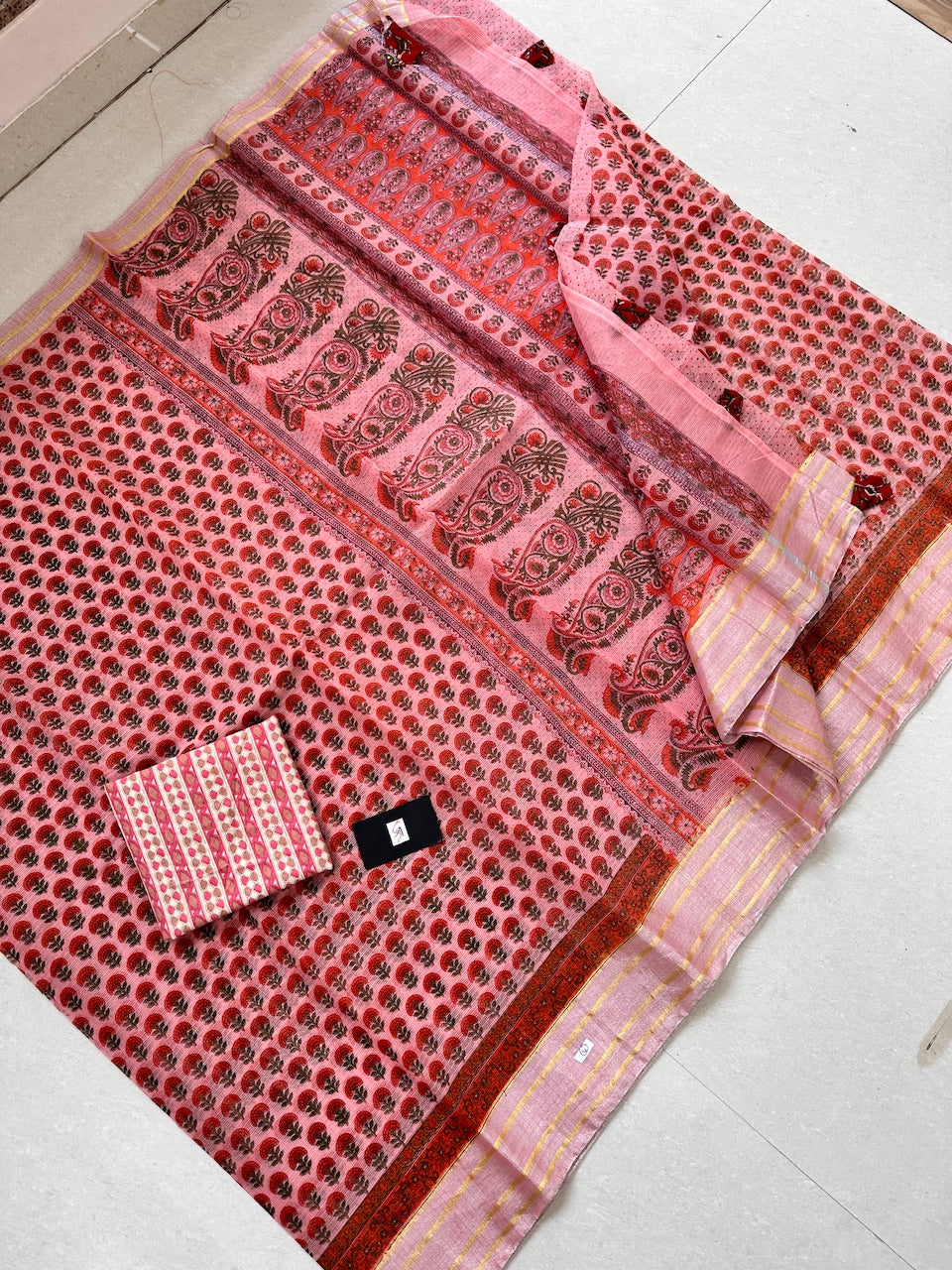 HandBlock Printed Kota Cotton Doria Saree