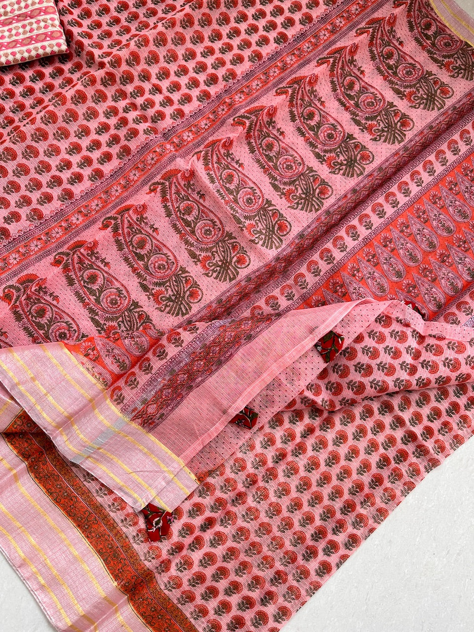 HandBlock Printed Kota Cotton Doria Saree