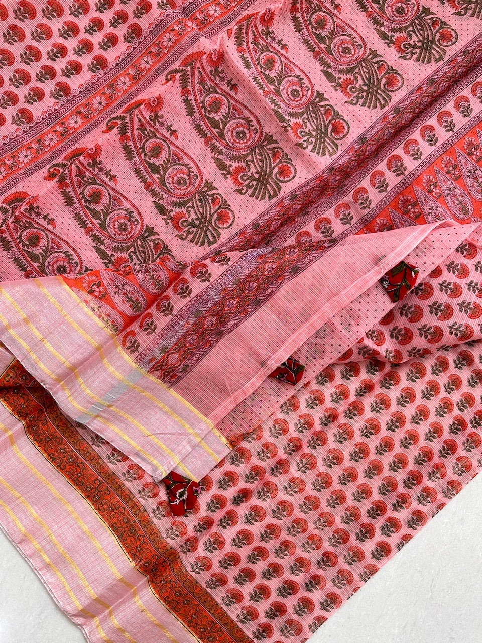 HandBlock Printed Kota Cotton Doria Saree