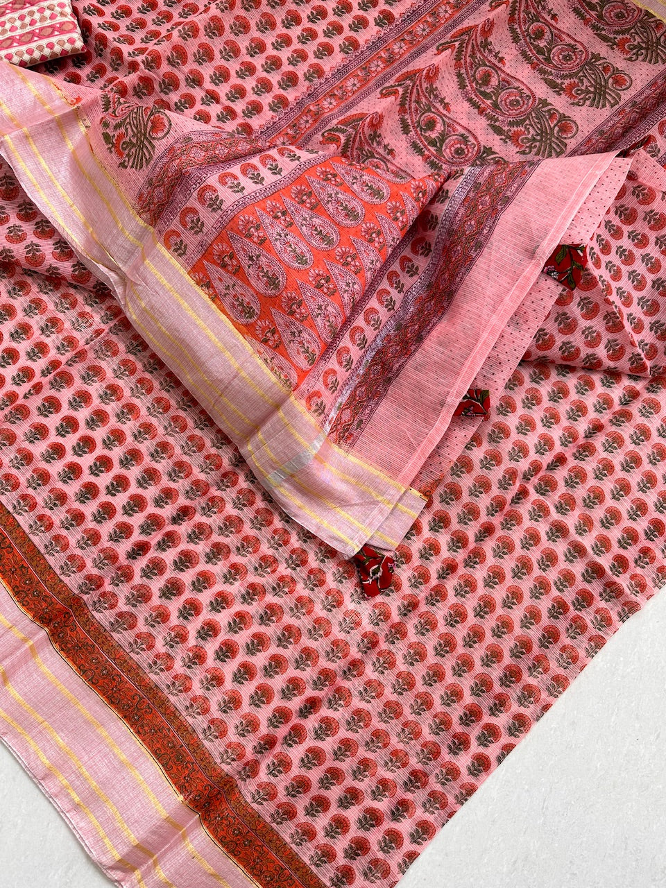 HandBlock Printed Kota Cotton Doria Saree