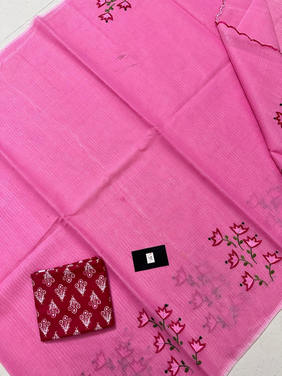 Embroidered Kota Cotton Doria Saree