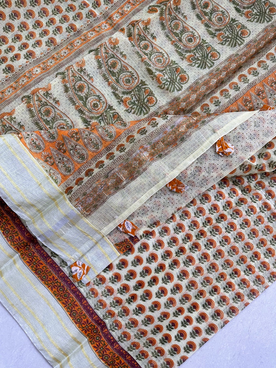 HandBlock Printed Kota Cotton Doria Saree