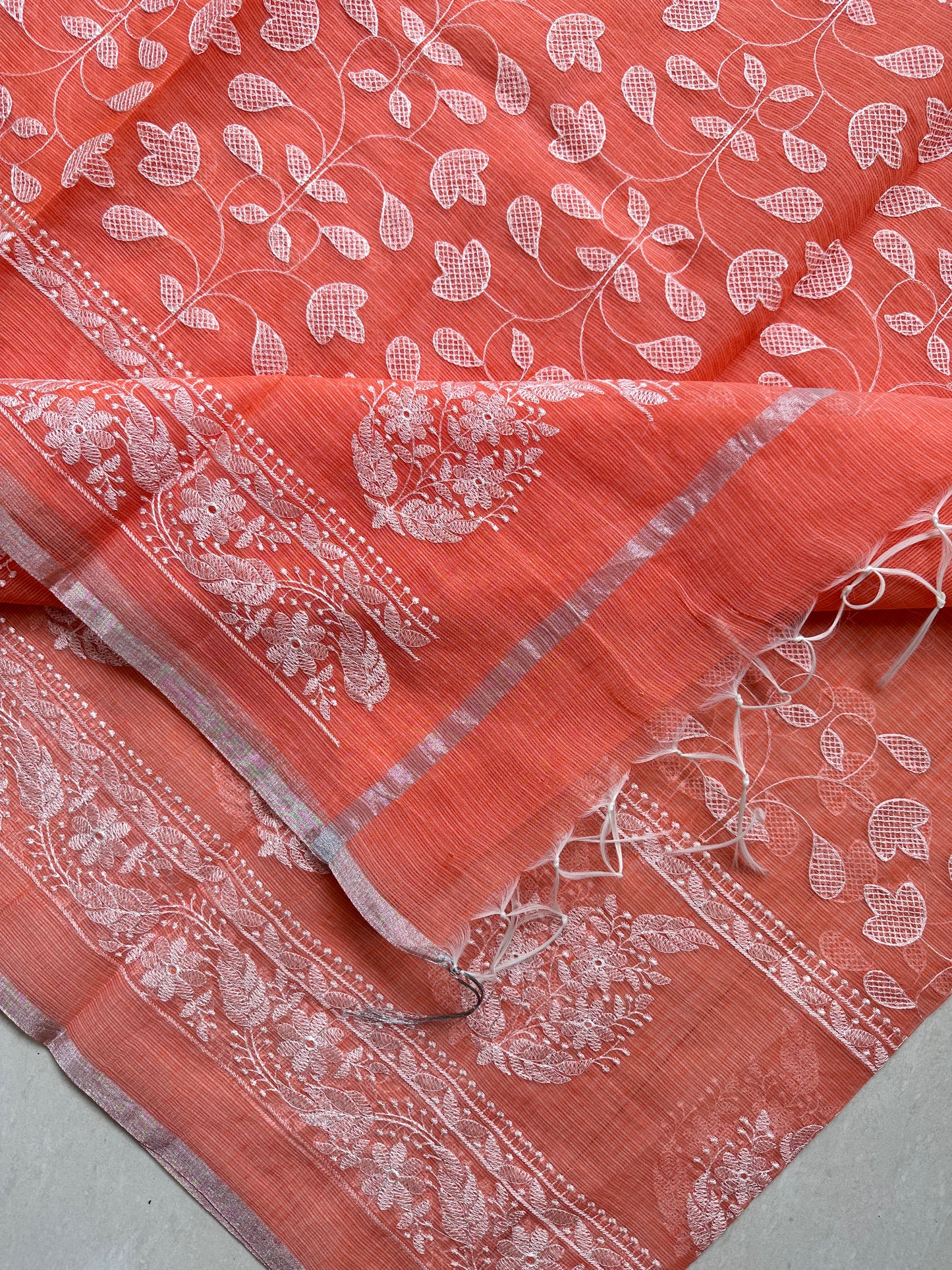 Embroidered Kota Cotton Doria Saree