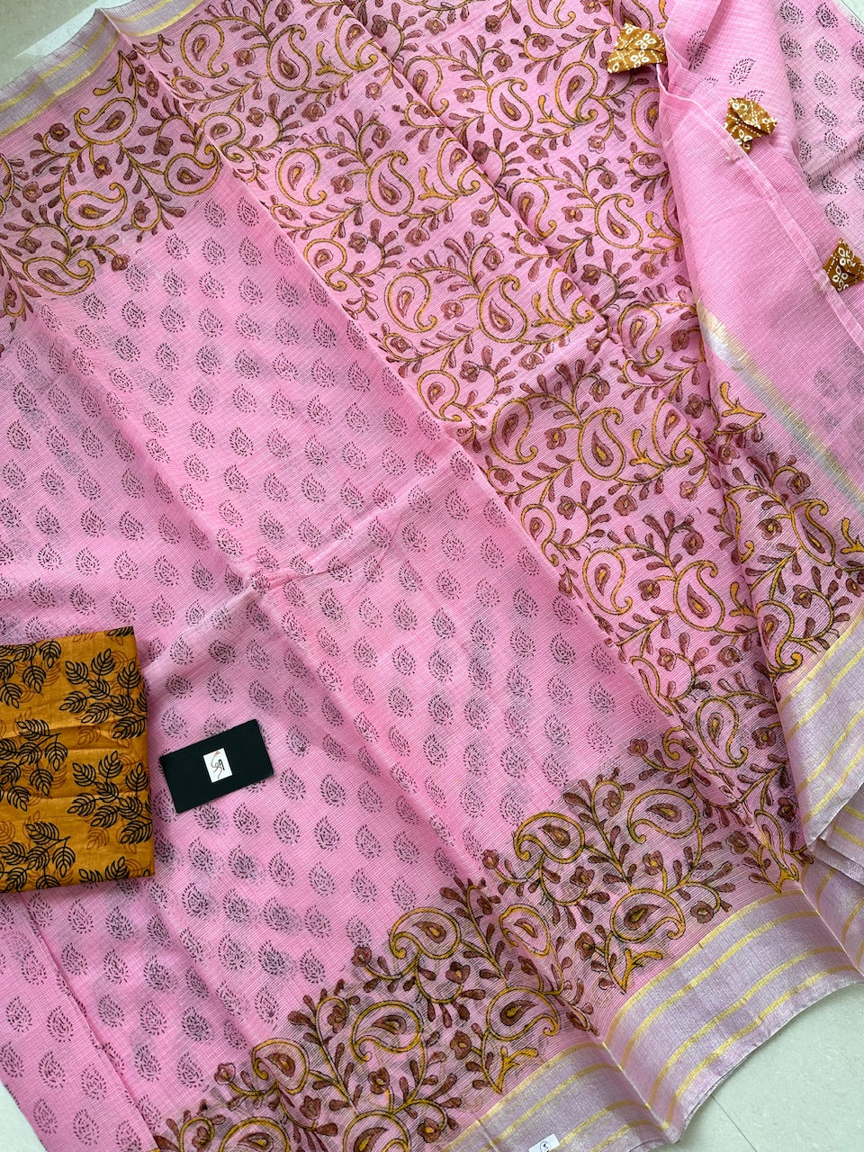 HandBlock Printed Kota Cotton Doria Saree