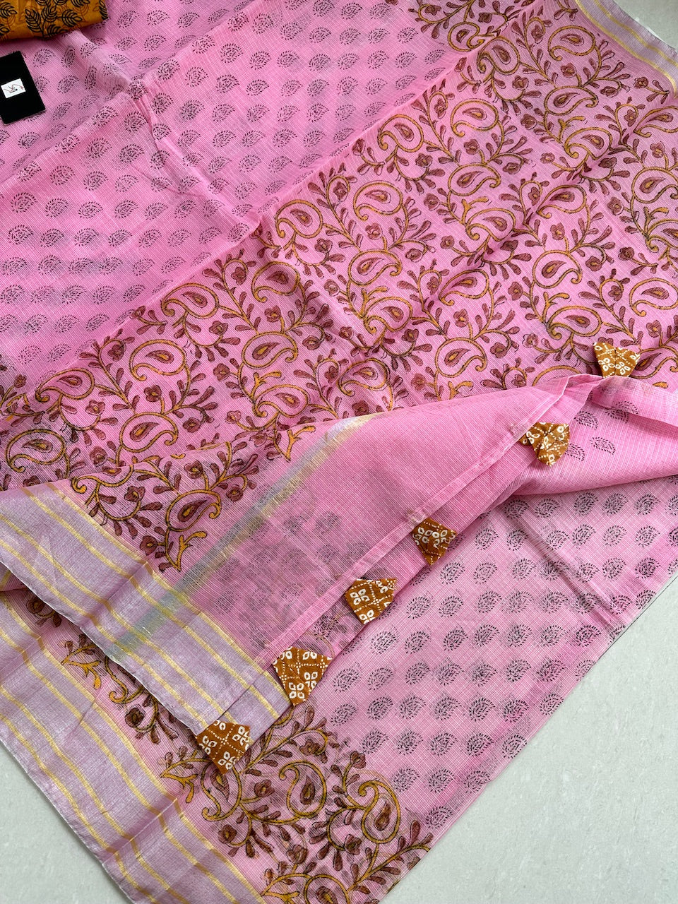 HandBlock Printed Kota Cotton Doria Saree