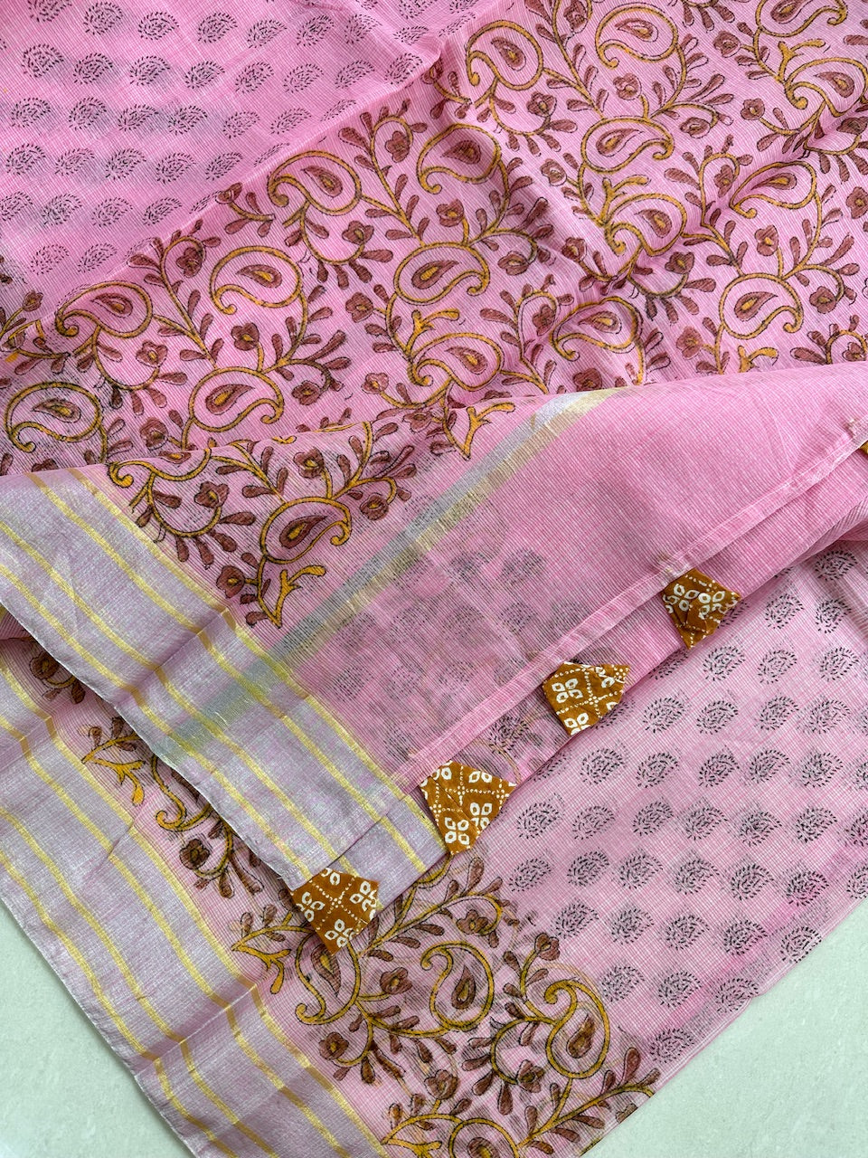 HandBlock Printed Kota Cotton Doria Saree