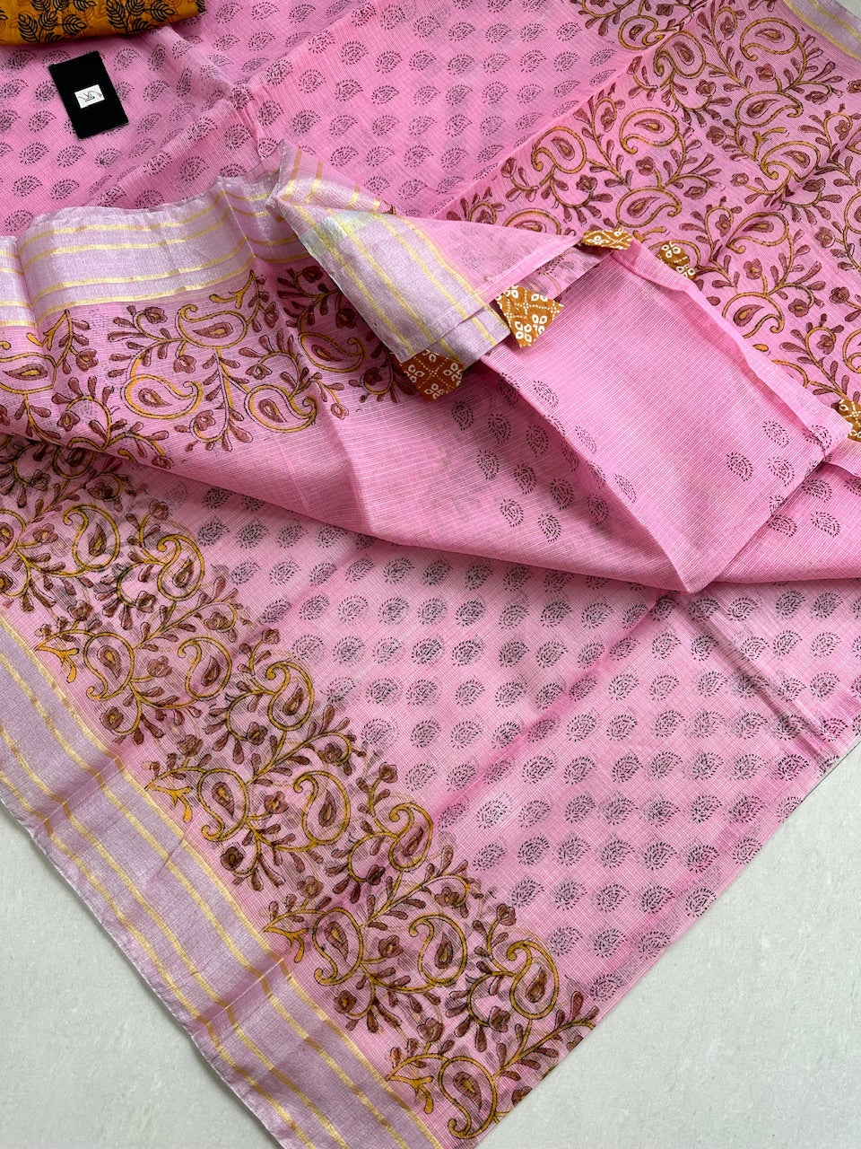 HandBlock Printed Kota Cotton Doria Saree