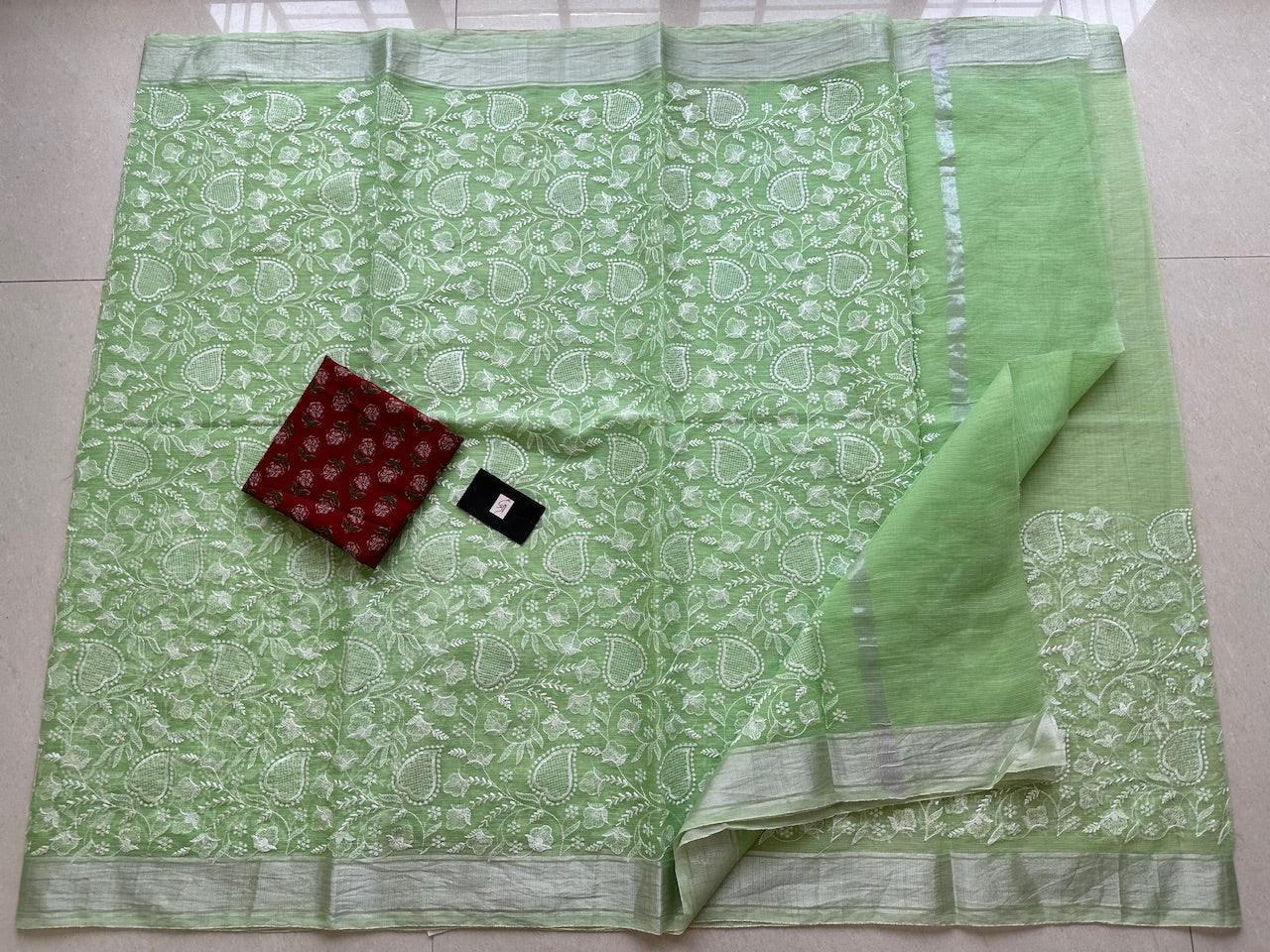 Embroidered Kota Cotton Doria Saree