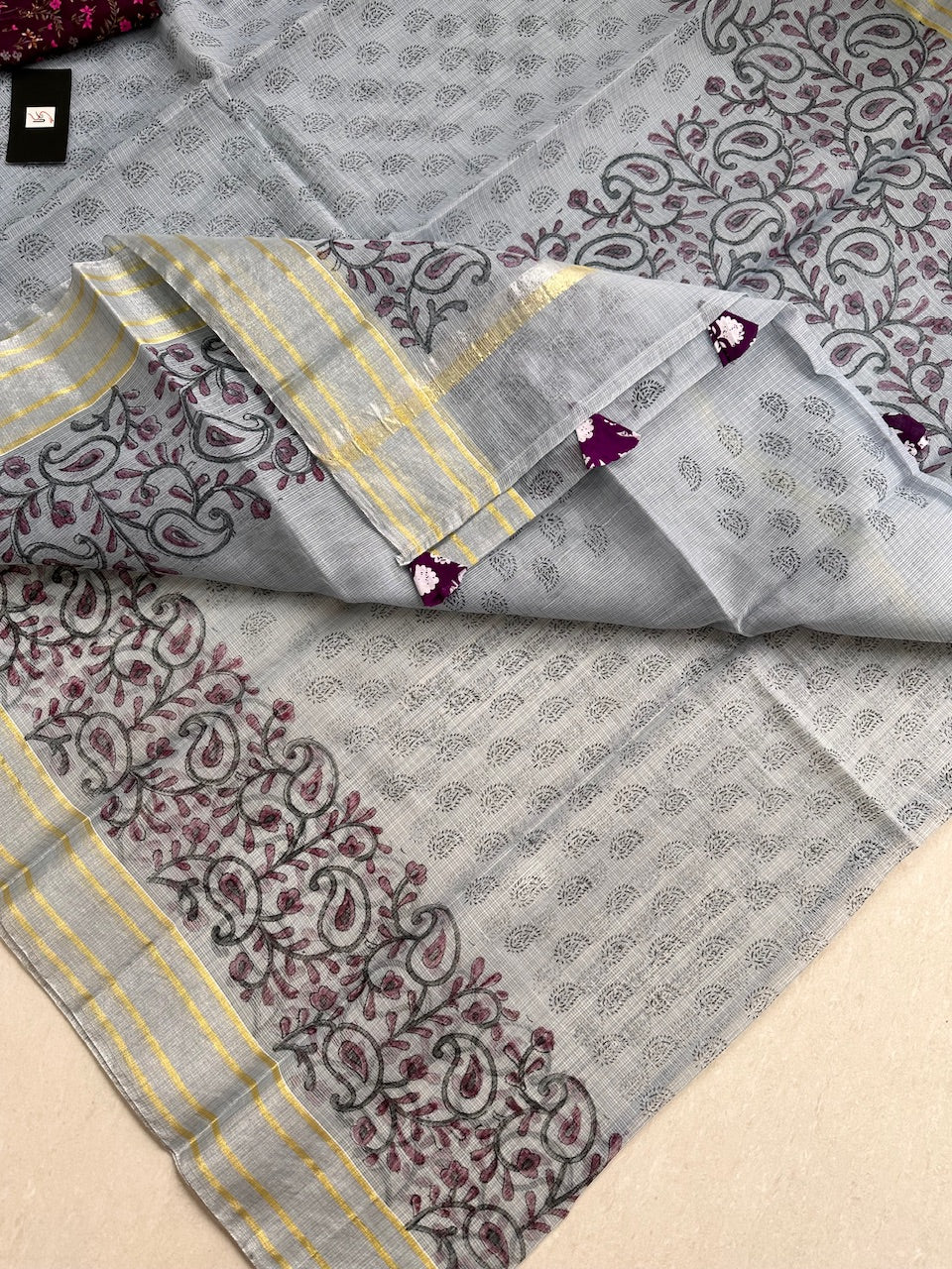 HandBlock Printed Kota Cotton Doria Saree