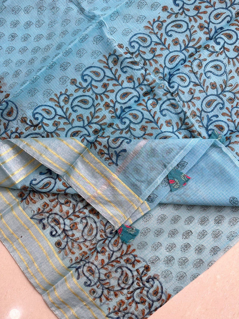 HandBlock Printed Kota Cotton Doria Saree