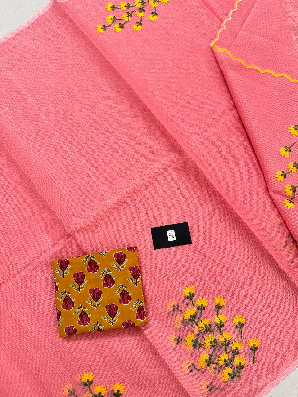 Embroidered Kota Cotton Doria Saree