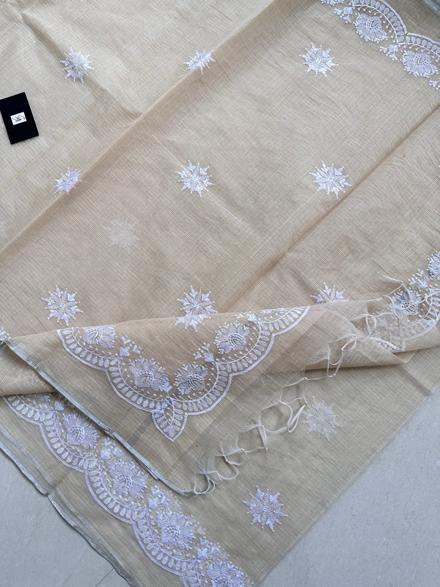 Embroidered Kota Cotton Doria Saree