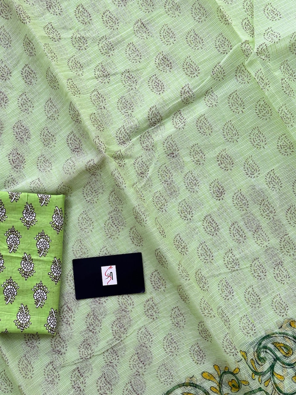 HandBlock Printed Kota Cotton Doria Saree