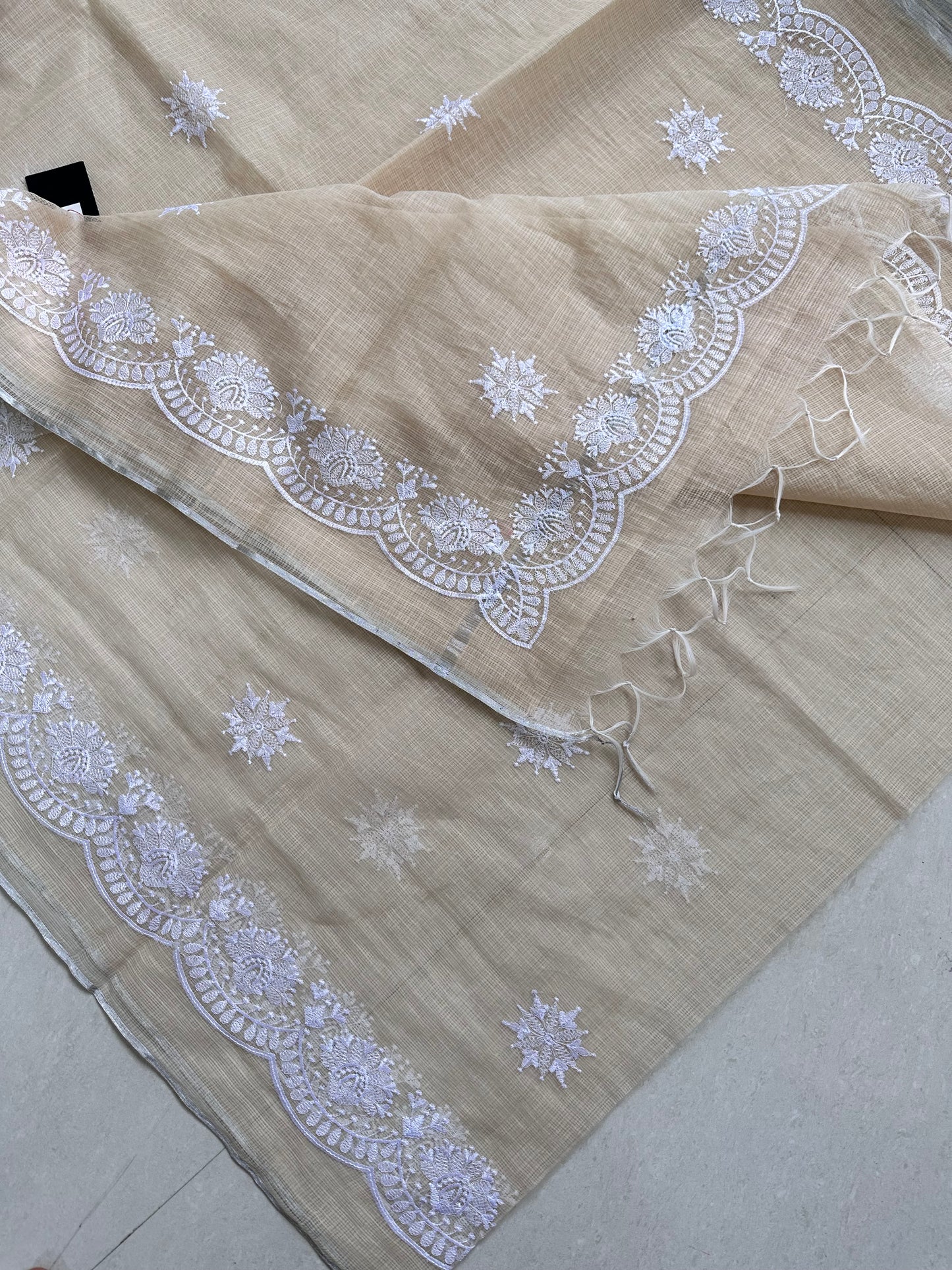 Embroidered Kota Cotton Doria Saree