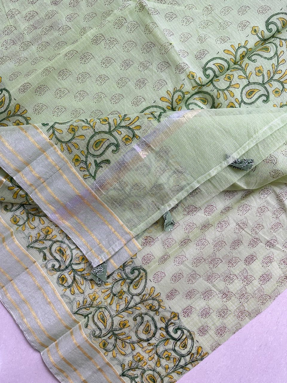 HandBlock Printed Kota Cotton Doria Saree