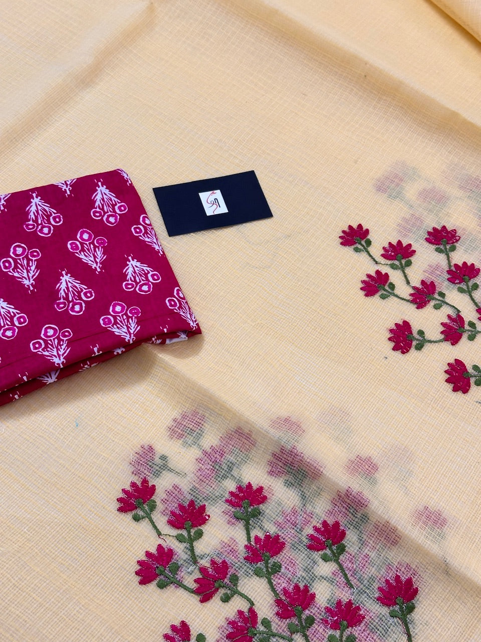 Embroidered Kota Cotton Doria Saree