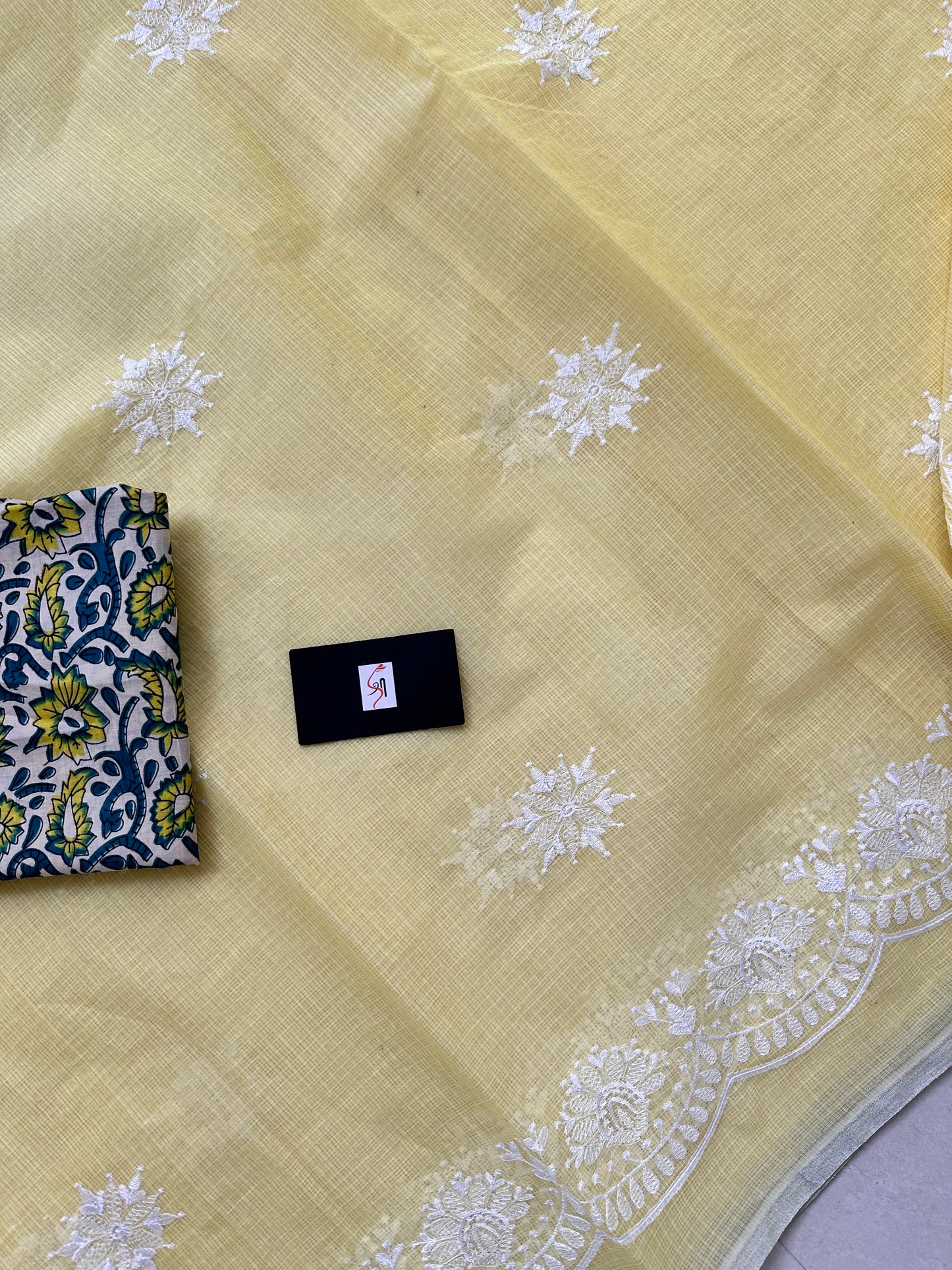 Embroidered Kota Cotton Doria Saree