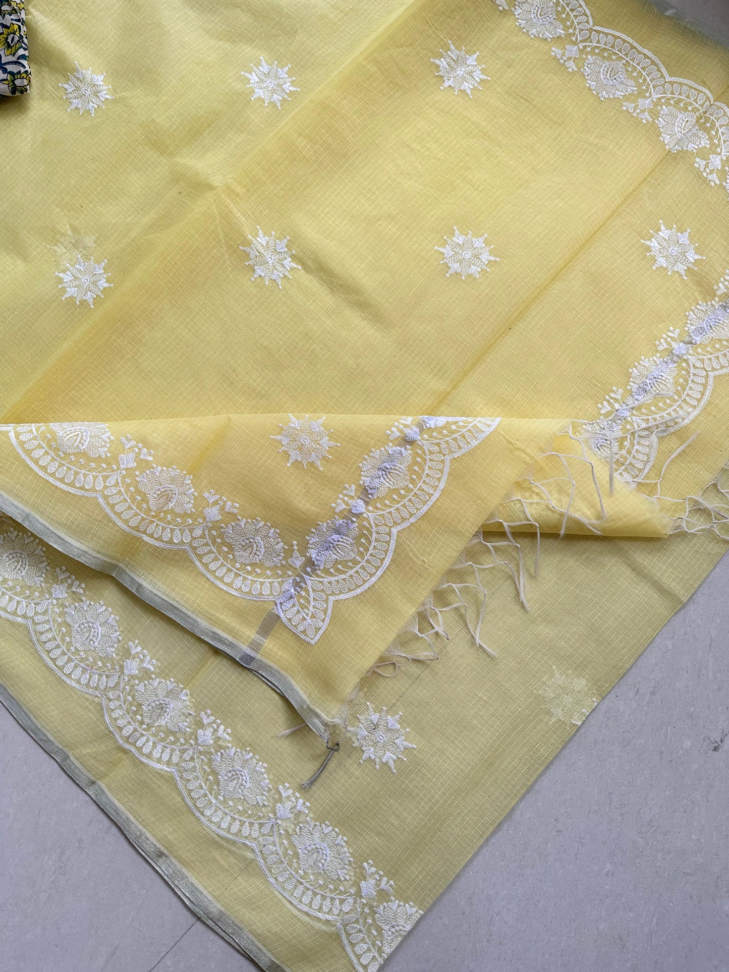 Embroidered Kota Cotton Doria Saree