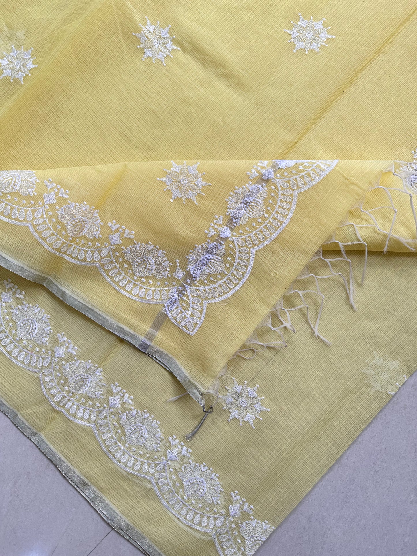 Embroidered Kota Cotton Doria Saree