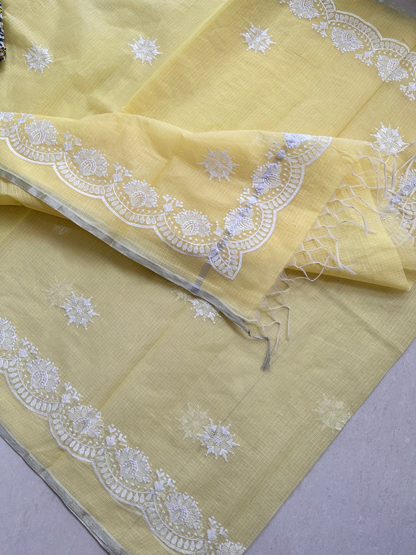 Embroidered Kota Cotton Doria Saree