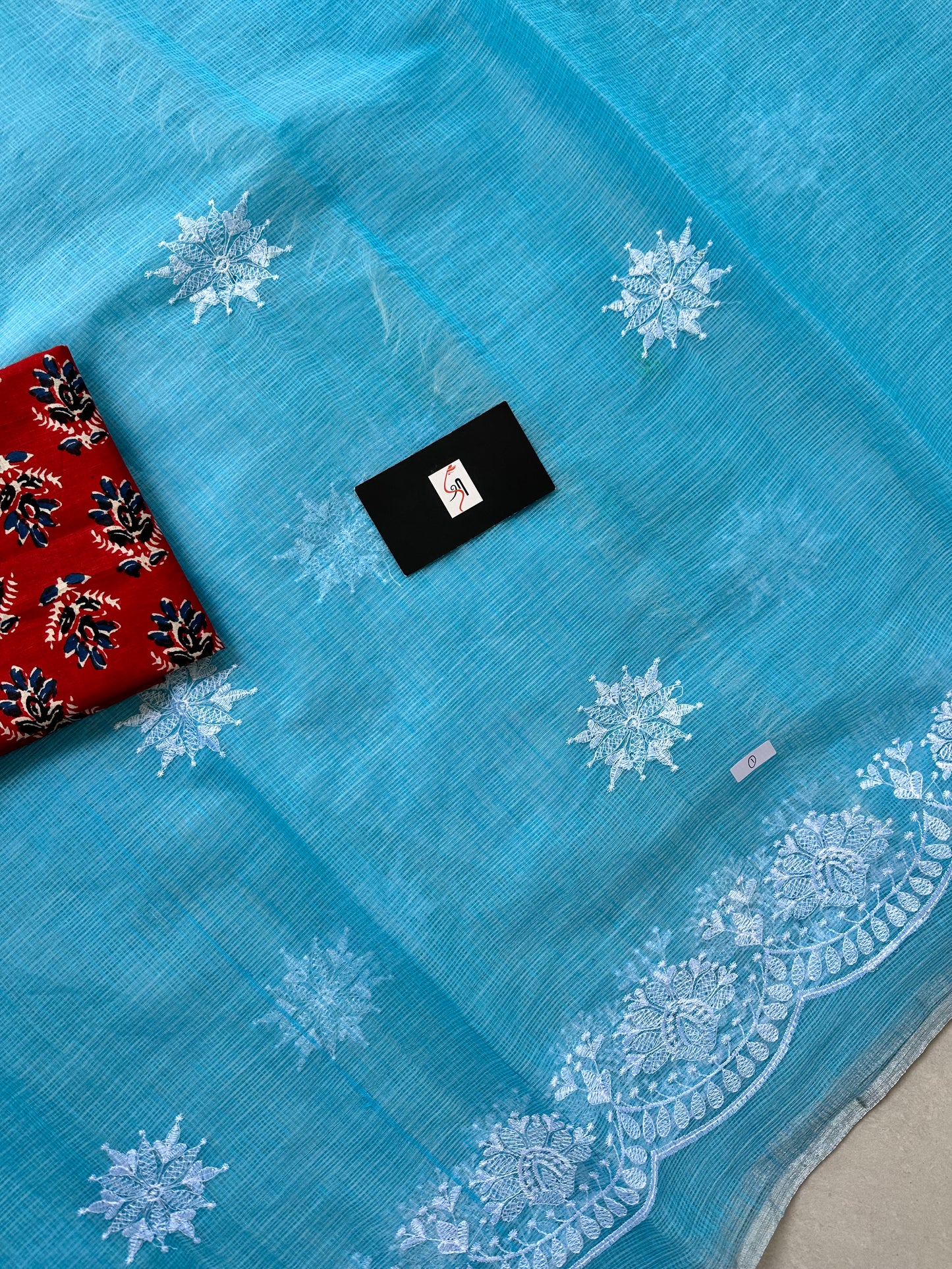 Embroidered Kota Cotton Doria Saree