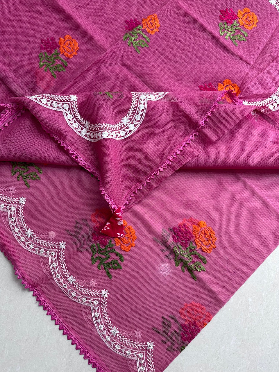 Pure Embroidered Kota Cotton Doria Saree