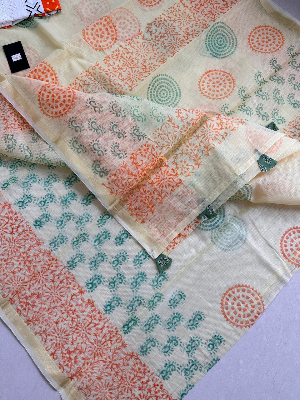 HandBlock Printed Kota Cotton Doria Saree