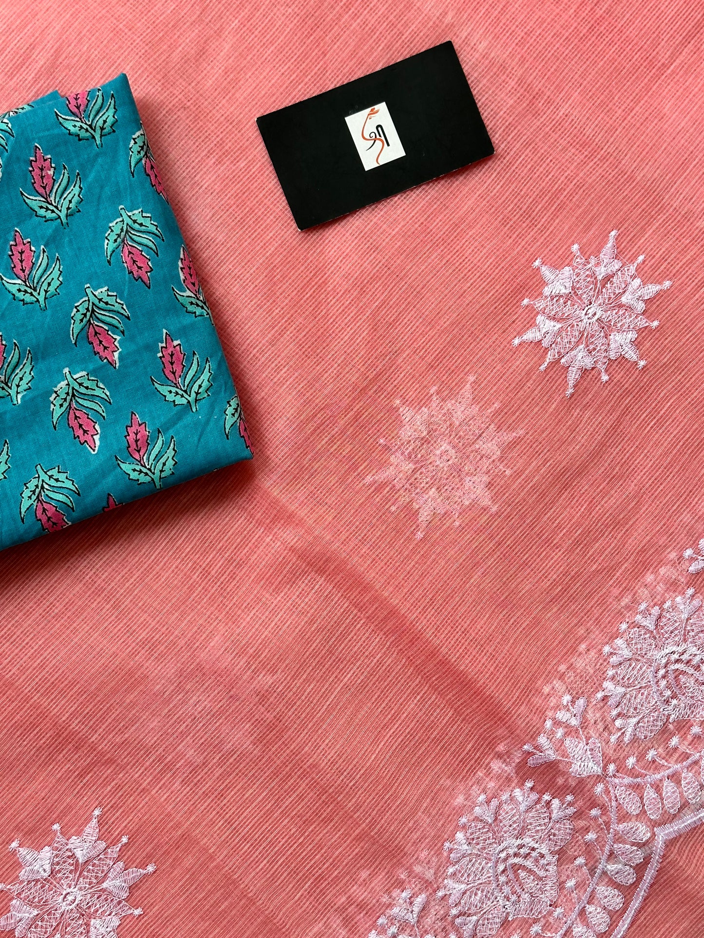 Embroidered Kota Cotton Doria Saree