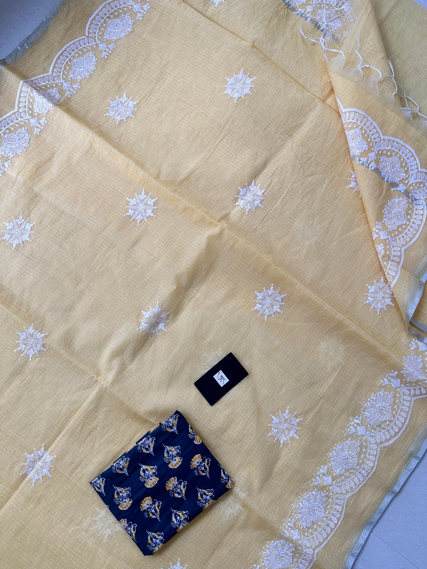 Embroidered Kota Cotton Doria Saree