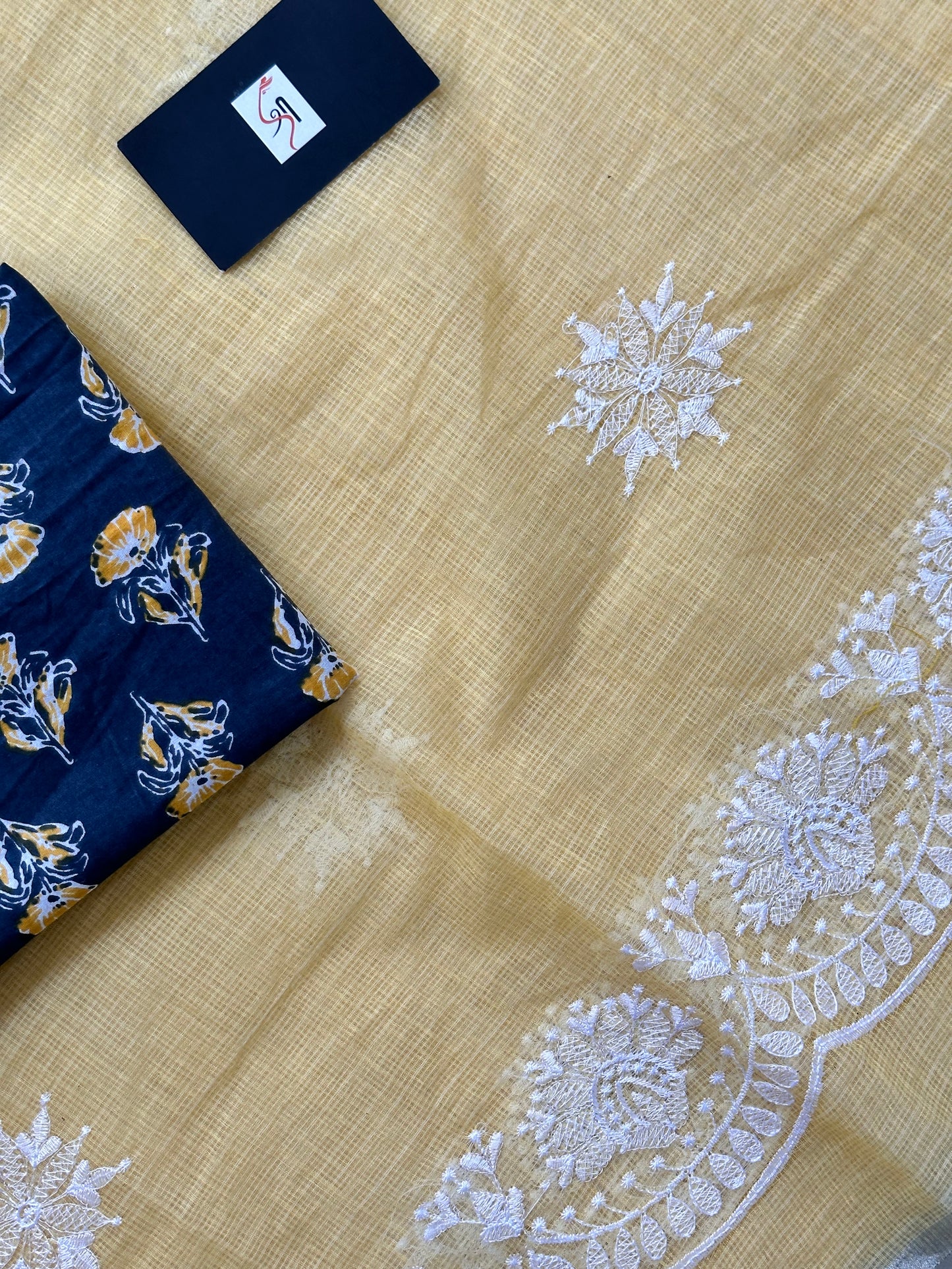 Embroidered Kota Cotton Doria Saree