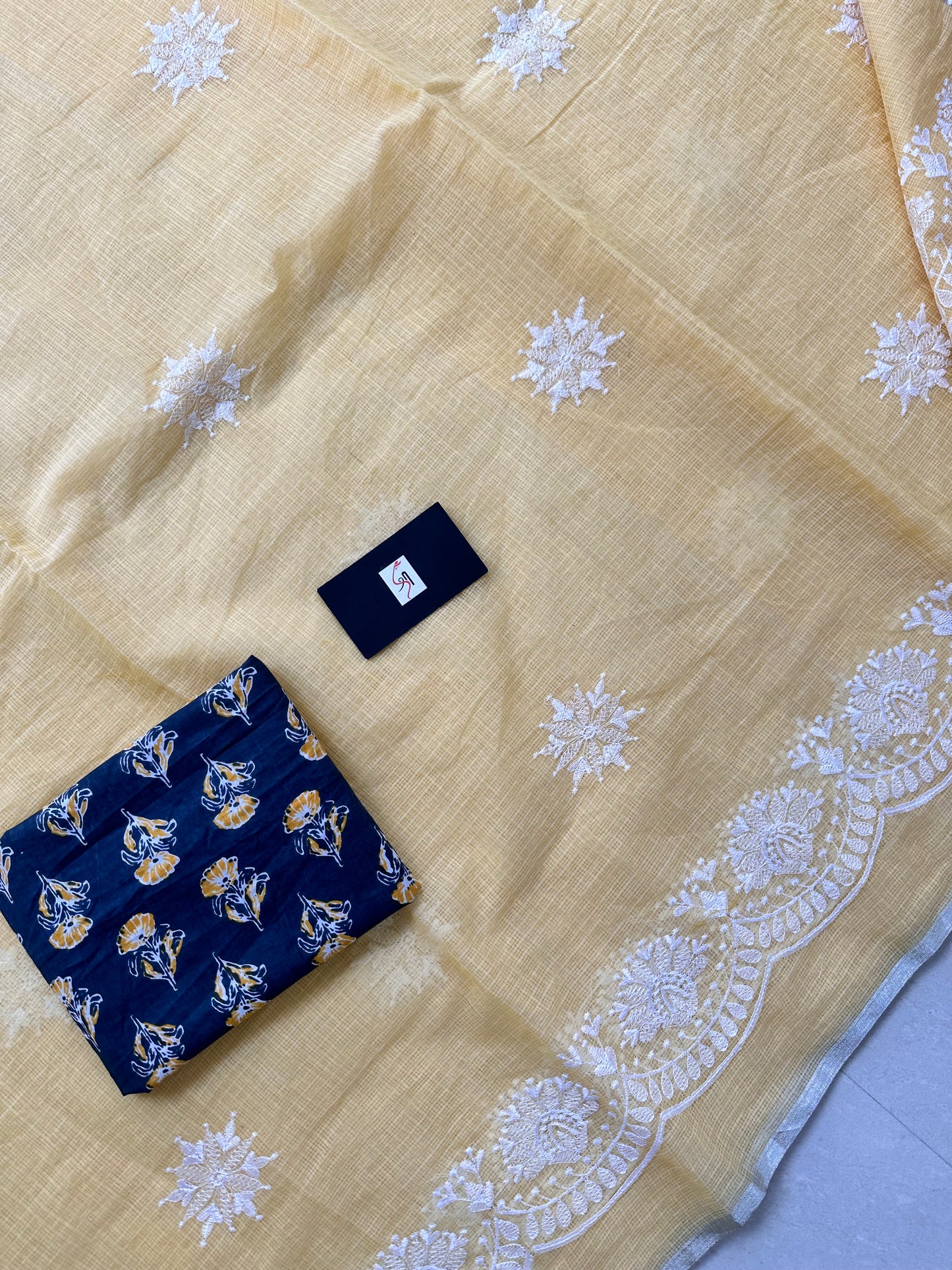 Embroidered Kota Cotton Doria Saree