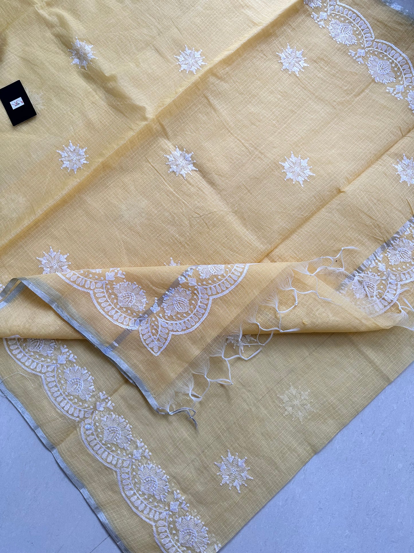 Embroidered Kota Cotton Doria Saree