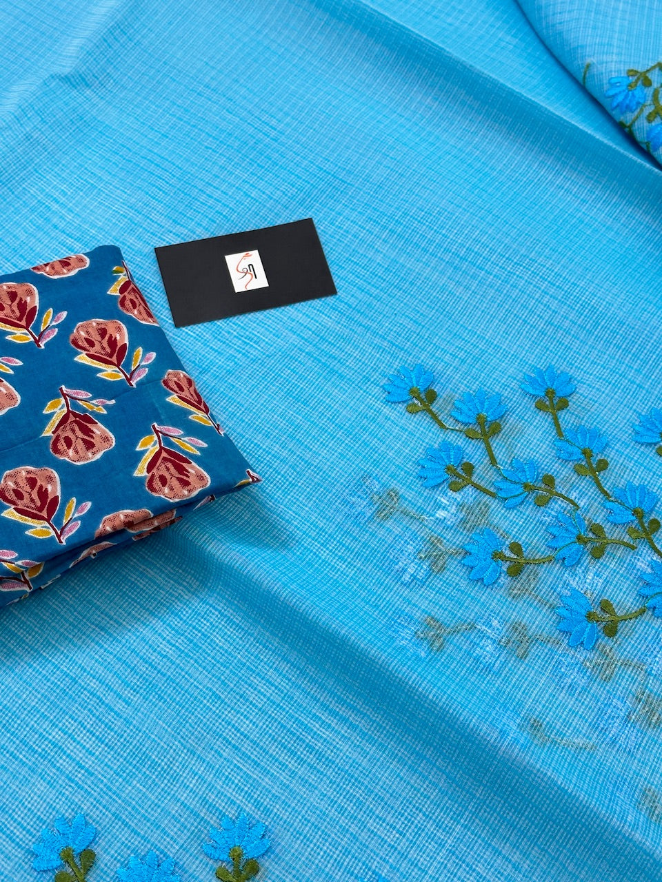 Embroidered Kota Cotton Doria Saree