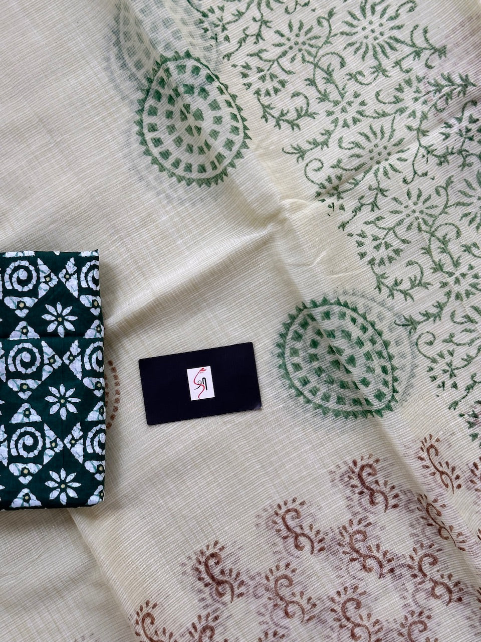 HandBlock Printed Kota Cotton Doria Saree